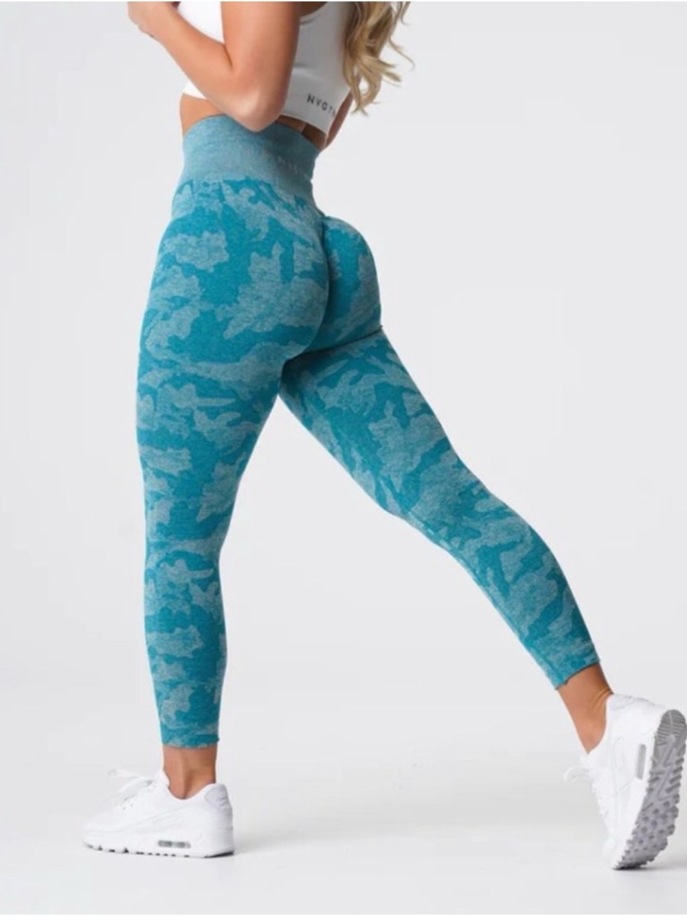 NVGTN Teal Blue Camo Seamless High-Waist Leggings